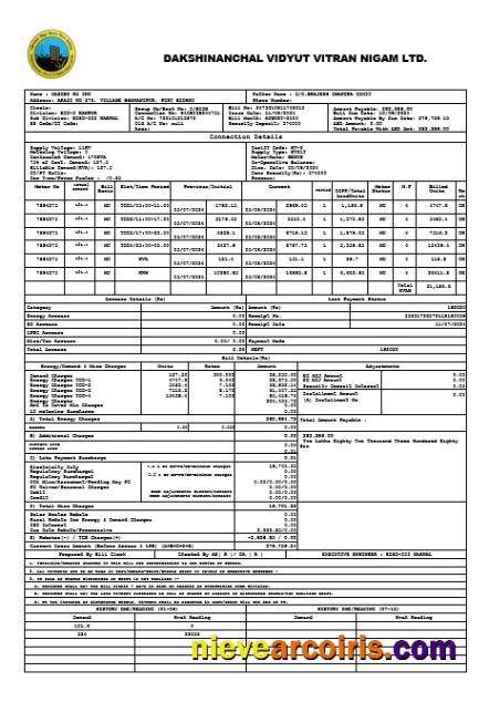 INDIA DVVNL business utility bill